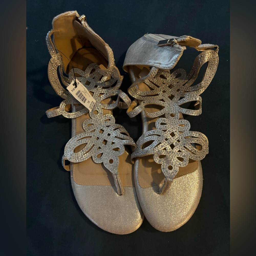 Torrid gold embellished sandals size 13w 13 wide New with tags never worn